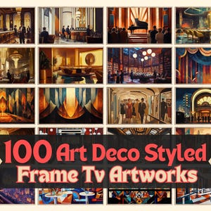 Art-Deco-Rahmen-TV-Kunstpaket, Luxus-Samsung-Rahmen-TV-Kunstwerk-Set, moderne Kunst The Frame-Bilder, glamouröser Fernseh-Bildschirmschoner