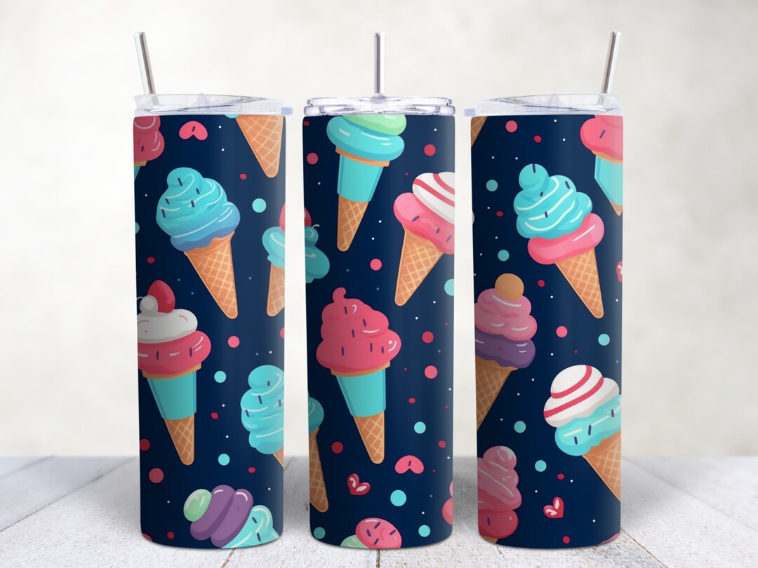 Ice Cream Tumbler Wrap Ice Cream Seamless Pattern PNG 20 Oz Etsy
