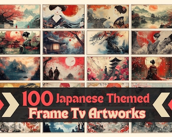 Japanese Frame TV Art Set, Geisha Samsung Frame TV Artwork Bundle, Japan TheFrame Images, Zen Television Frame Decor, Ukiyo-e Mount Fuji Art