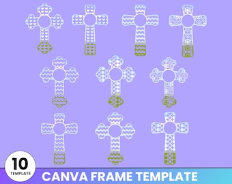 Easter Monogram Canva Frames Bundle, Editable Easter Template, Easter Bunny Canva Frame, Mockup Frames, Drag and Drop