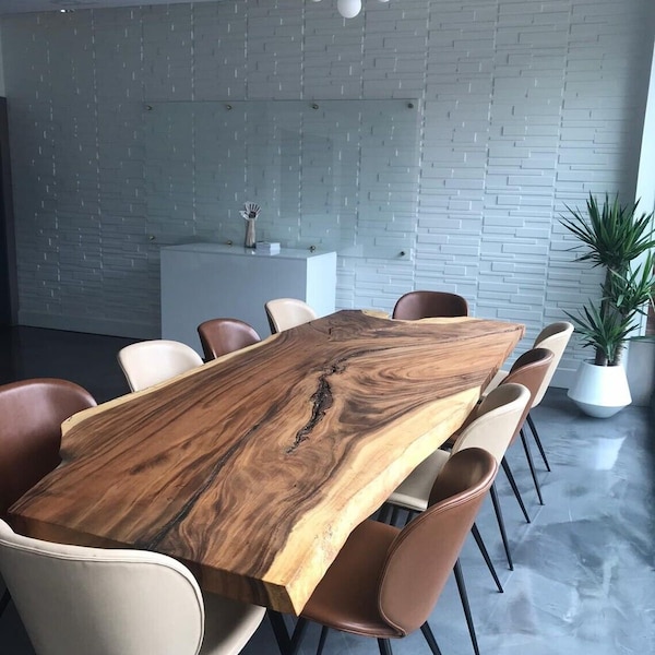 Solid Wood Live Edge Walnut Dining Table with Metal A-Legs 180x90cm (Made from one entire slab of solid wood of your choice)