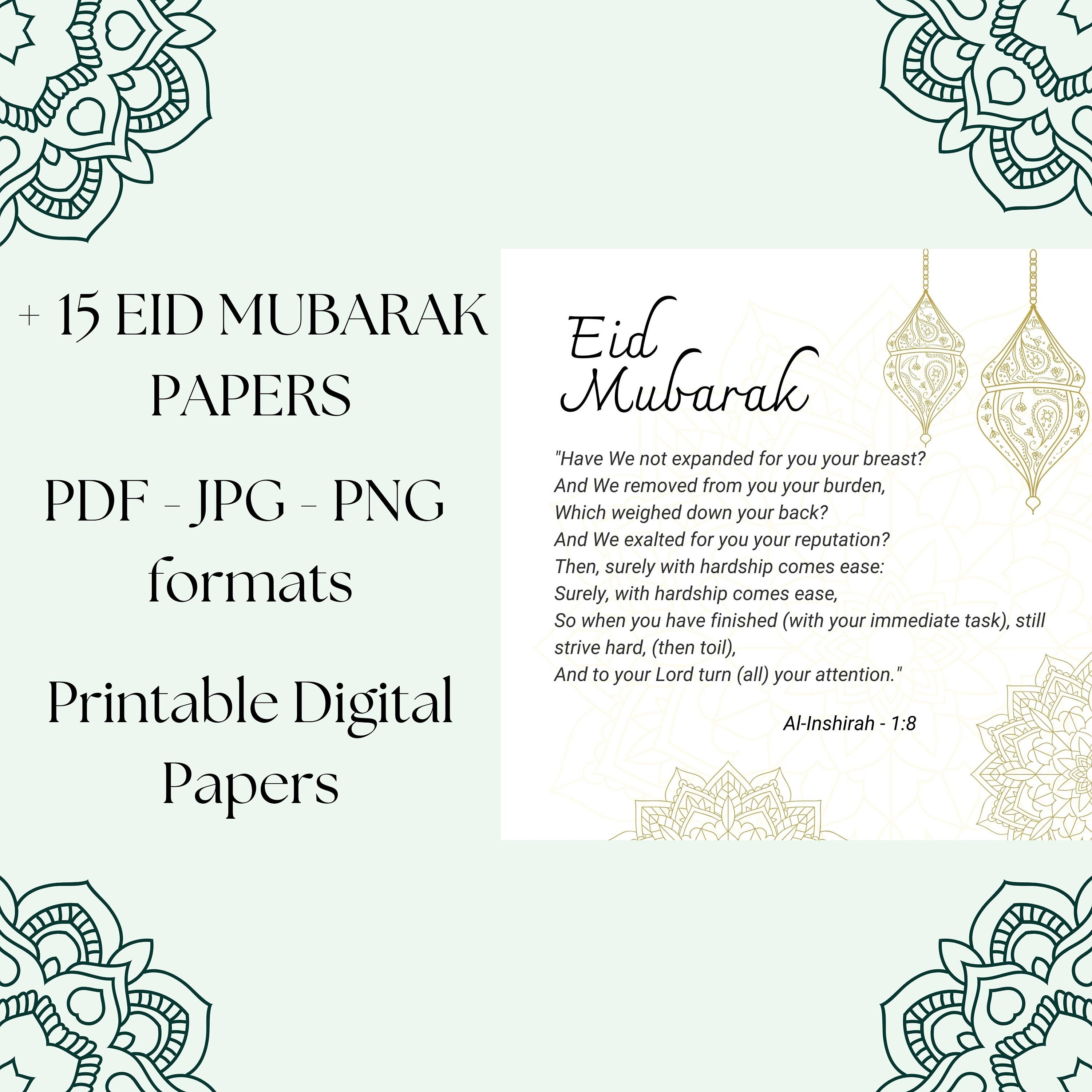 Eid Mubarak Digital Paper 10 Printable Prayer Cards Etsy