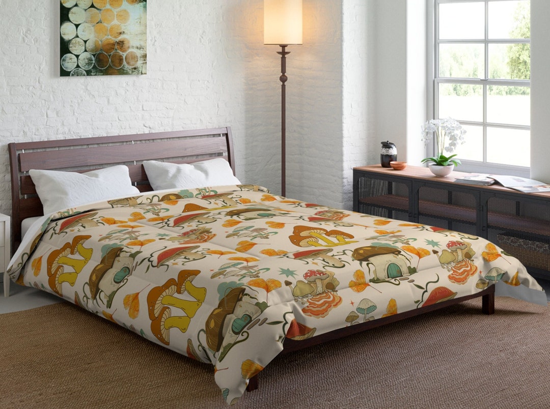 Mushroom Comforter Mushroom Decor Bedding Mushroom Quilt Mushroom