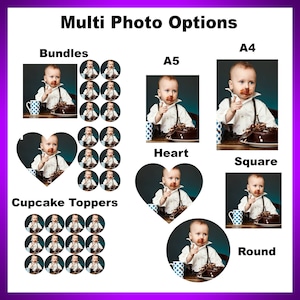 Edible cake toppers photo cupcake toppers, Any personalised image with Multiple options on sizes, Quality Icing sheet or Wafer paper