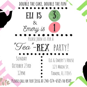 Tea-Rex Birthday Invitation