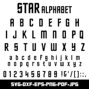 Star Alphabet SVG, DXF, PNG, Eps, Pdf, Cut file for Cricut and Silhouette, Digital Download, Instant Download