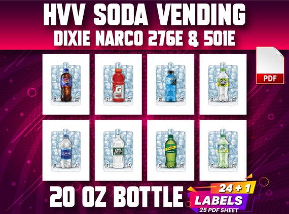 HVV Soda Vending Label, Dixie 501E and 276E Label, Pdf Digital