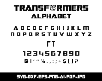 トランスフォーマー アルファベット SVG: Cricut および Silhouette Cut ファイル (デジタルダウンロード)