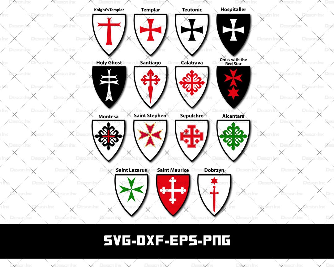 Crusader Cross SVG Bundle, Medieval Shield Vector, Knights Templar ...