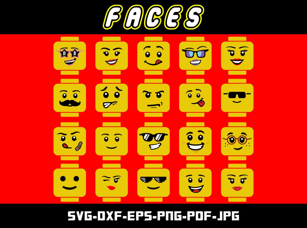 Brick Faces Brick Minifigure Faces SVG DXF EPS Png Pdf Etsy UK