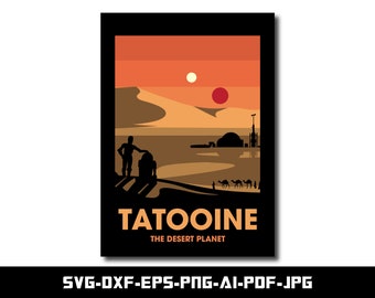 Star Wars Tatooine Planet, SVG and PNG for Tatooine Planet Poster, EPS, Png, Dxf..., Cut file for Cricut, Digital Download, Instant Download