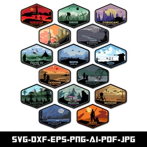 Star Wars All Planets Stickers, SVG and PNG for Star Wars Planets Stickers, EPS,Png, Cut file for Cricut, Digital Download, Instant Download
