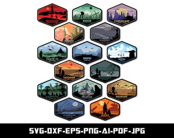 Star Wars Planets Stickers: SVG, PNG, EPS, Cricut Cut File (Digital Download)