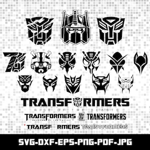 Transformator-Gesichter SVG: Cricut & Silhouette Schnitt Dateien (Digitaler Download)