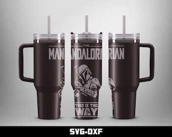 Mandalorian Tumbler Laser Engraved Full Wrap Design (Digital Download)