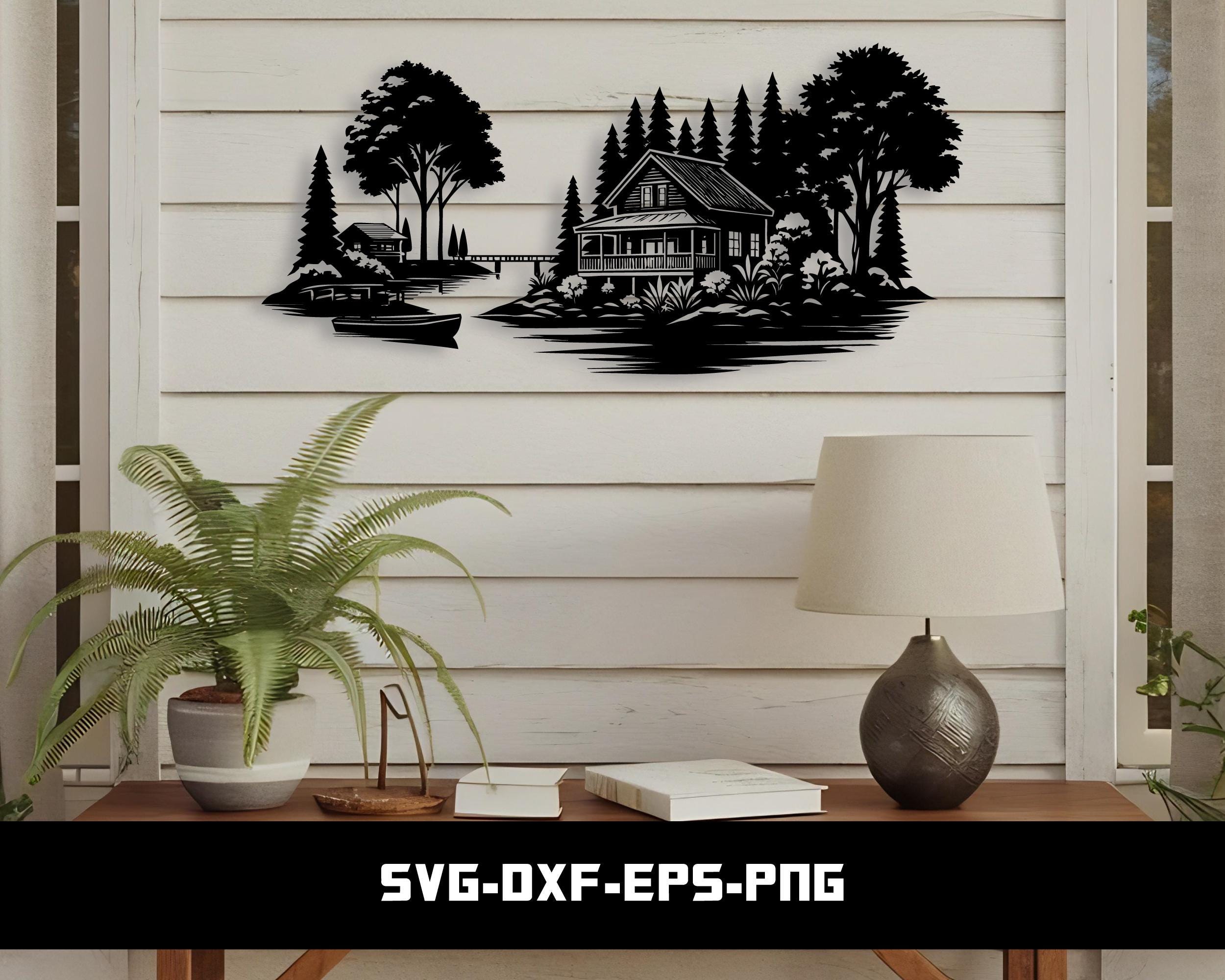 Lake House SVG, Rustic Cabin Wall Art, Laser Cutting Design (digital ...