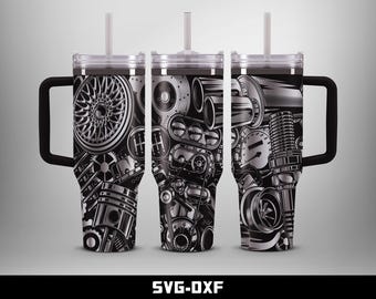 Gearhead Tumbler Design: Car Mechanical Parts Full Wrap (Digital Download)