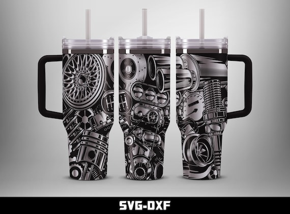 Gearhead Tumbler Design: Car Mechanical Parts Full Wrap (Digital Download)