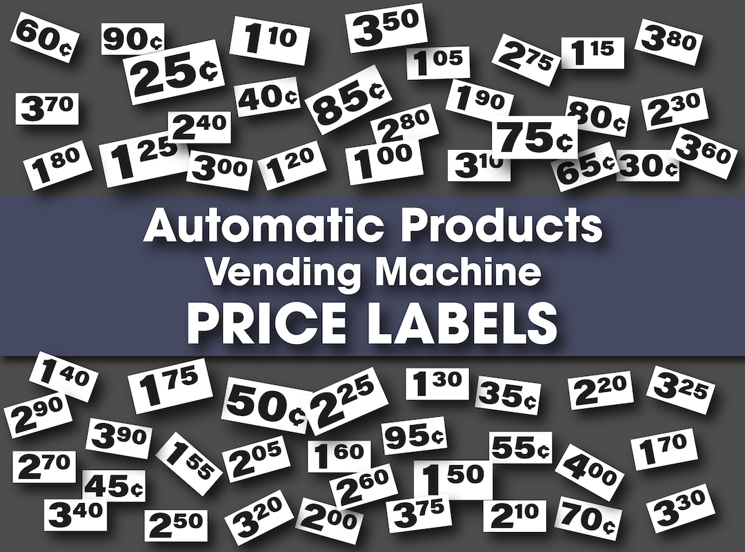 Automatic Products Snack Vending Machine Price Labels, 56 Different