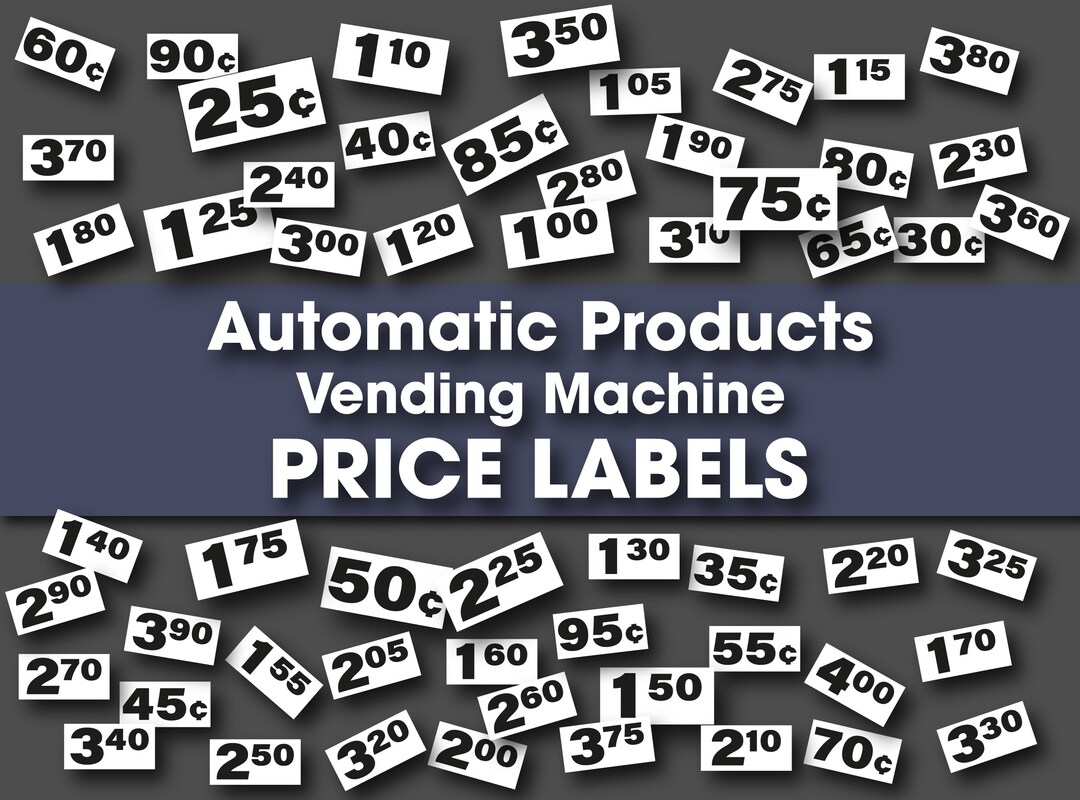TVC Vending Machine Price Labels - 650 Stickers (5 Sheets) For $1.00 Pricing