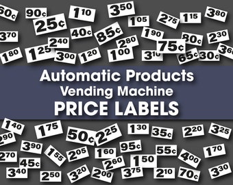 Étiquettes de prix pour distributeurs automatiques de collations, 56 étiquettes de prix différentes, téléchargement immédiat et impression immédiate, téléchargement numérique