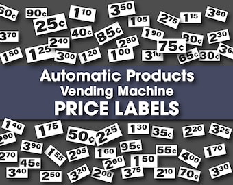 Automatische Produkte Snack-Verkaufsautomat Preisschilder, 56 verschiedene Preisschilder, sofort herunterladen und drucken, digitaler Download