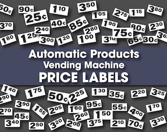 Automatic Products Snack Vending Machine Price Labels, 56 Different Price Tags, Instant Download and Print Now, Digital Download