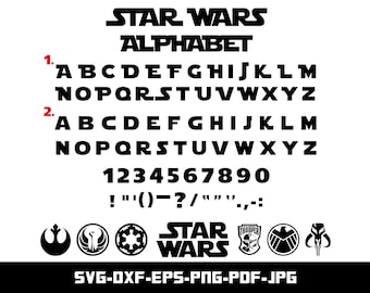 Star Wars Alphabet SVG, DXF, Eps, Cut file for Cricut and Silhouette, Digital Download, Instant Download