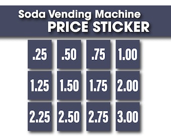 Soda Automat Preis Aufkleber, 0,25, 0,50, 0,75, 1,00, 1,25, 1,50, 1,75, 2,00, 2,25, 2,50, 2,75, 3,00 Preis Sticker, Digital Download