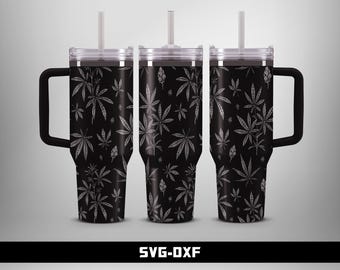 Botanical Leaf Pattern Tumbler Laser Engraved Full Wrap Design (Digital Download)
