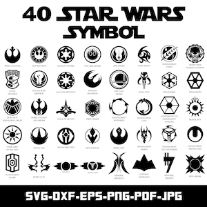 40 Star Wars Symbol Bundle, SVG, DXF, Eps, Png, Pdf, Jpg, Cut file for Cricut and Silhouette, Digital Download, Instant Download
