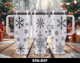 Snowflake Tumbler Laser Engraved Full Wrap Design (Digital Download)
