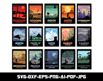 Star Wars Planets Poster Art: SVG, PNG, EPS (Digital Download)