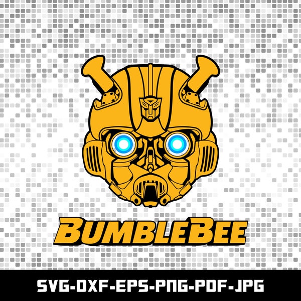 Bumblebee SVG, DXF, PNG, Eps, Pdf, Bumblebee Head, Bumblebee Face, Cut file for Cricut and Silhouette, Digital Download, Instant Download