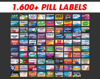 Étiquettes pour pilules, Étiquettes pour étuis à pilules, Étiquettes de haute qualité avec résolution de 300 ppp, Étiquettes de pharmacie de poche au design dernier cri, Étiquettes pour piluliers