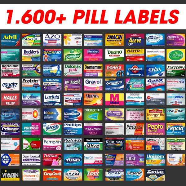 Pill Labels, Pill Case Labels, High Quality Labels with 300 DPI Resolution, Latest Design Pocket Pharmacy Labels, Pill Organizer Labels