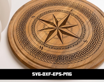 Nautical Compass Rose SVG for Laser Engraving, Wood Sign Design (Digital Download)
