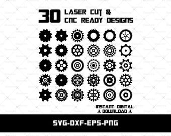 Industrial Gear SVG Bundle – 30 Laser Cut & CNC Ready Designs