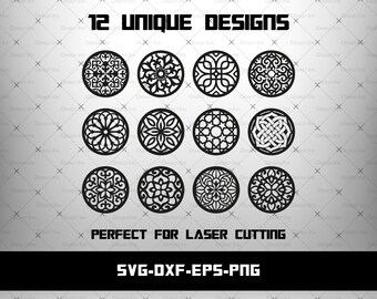 Mandala Coaster SVG Bundle, Laser Cut Wood Patterns (Digital Download)