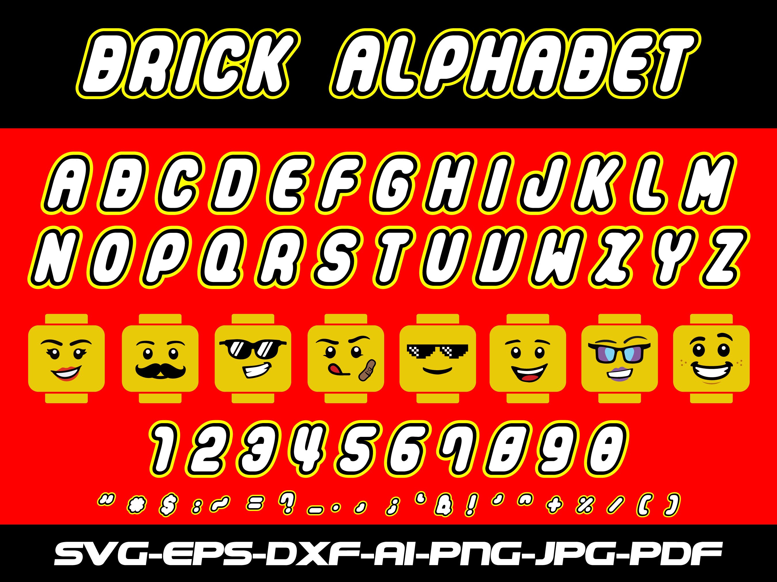 Brick Alphabet and Characters SVG DXF EPS Png Jpg Pdf Etsy.de