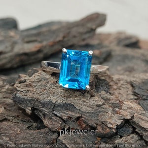 Natural Blue Topaz Ring, Handmade Ring, 925 Sterling Silver Ring, Topaz Ring, Gift for Her, December Birthstone, Dedicated Ring For Gift