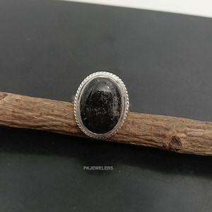 Black Rutile Ring, 925 Solid Sterling Silver Gemstone Ring, Oval Black Rutile Handmade Ring, Crystal Ring, Anniversary Gift Jewelry