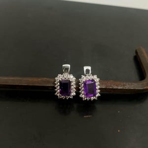 Natural Amethyst Gemstone Silver Earrings Stud, Sterling Silver Amethyst Earrings, Amethyst Earring Studs Sterling Silver, Woman Earrings