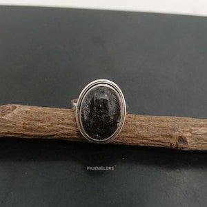 Black Rutile Ring, 925 Solid Sterling Silver Gemstone Ring, Oval Black Rutile Handmade Ring, Crystal Ring, Anniversary Gift, Rutile Jewelry
