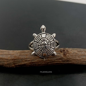 Silver Tortoise Rings, Lucky Turtle Ring, 925 Sterling Silver, Tortoise Ring Women, Handmade Silver Ring, Turtle Unisex Ring, Yoga Ring