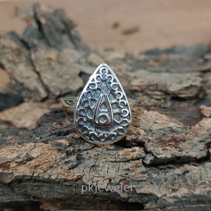Filigree Solid 925 Sterling Silver Ring For Women, Handmade Designer Work Plain Silver Ring Gifts For Her Wedding Anniversary Gift Ring