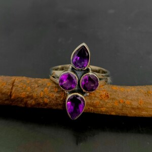 Multi Amethyst 925 Sterling Silver Gemstone Natural Jewelry Handmade Ring February Birthstone Ring Handmade Jewelry Gift For Her Jewellery