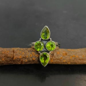 Natural Peridot Gemstone Ring Handmade Jewelry Ring 925 Sterling Silver Ring Solid Silver Ring Gift For Her Anniversary Gift For Woman