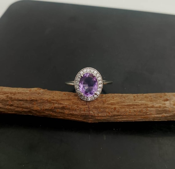 Natural Purple Amethyst 925 Sterling Silver Ring- Amethyst