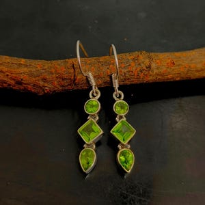 Exquisite Multi Peridot Earrings, Gemstone Earrings, Green Drop & Dangle Earrings, 925 Sterling Silver Jewelry, Engagement Earrings For Her